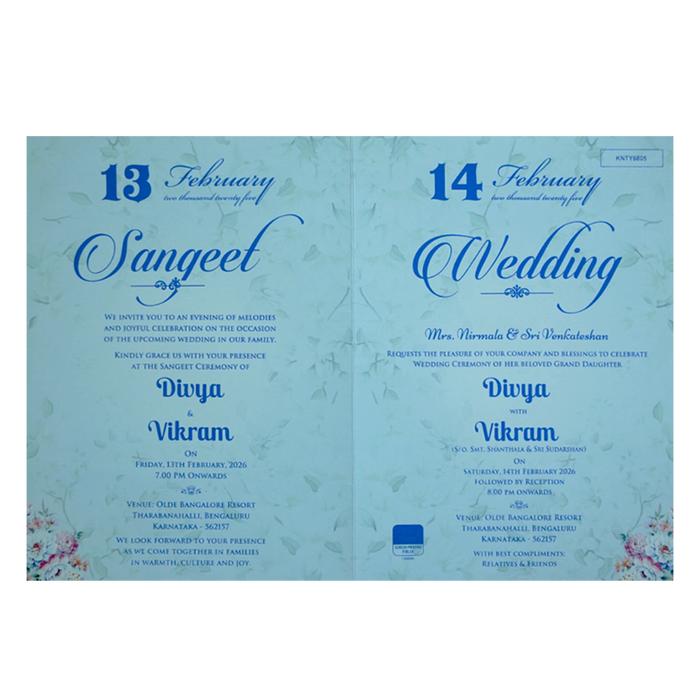 Light Blue Floral Wedding Invitation Card-3
