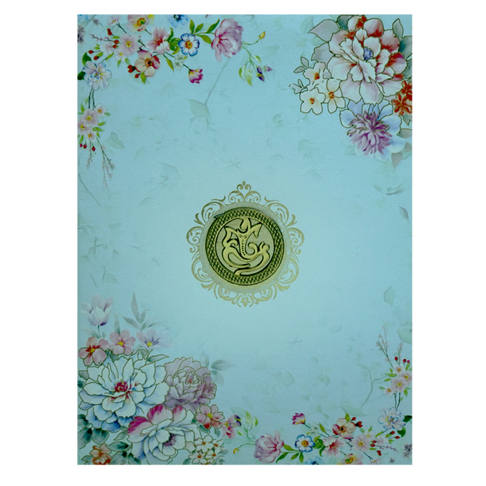 Light Blue Floral Wedding Invitation Card-4
