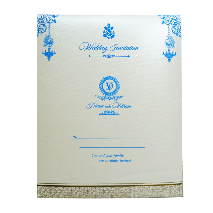 Metallic White Ganesha Wedding Card-4