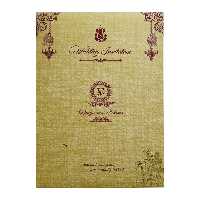 Mustard Yellow Door Style Wedding Card-2