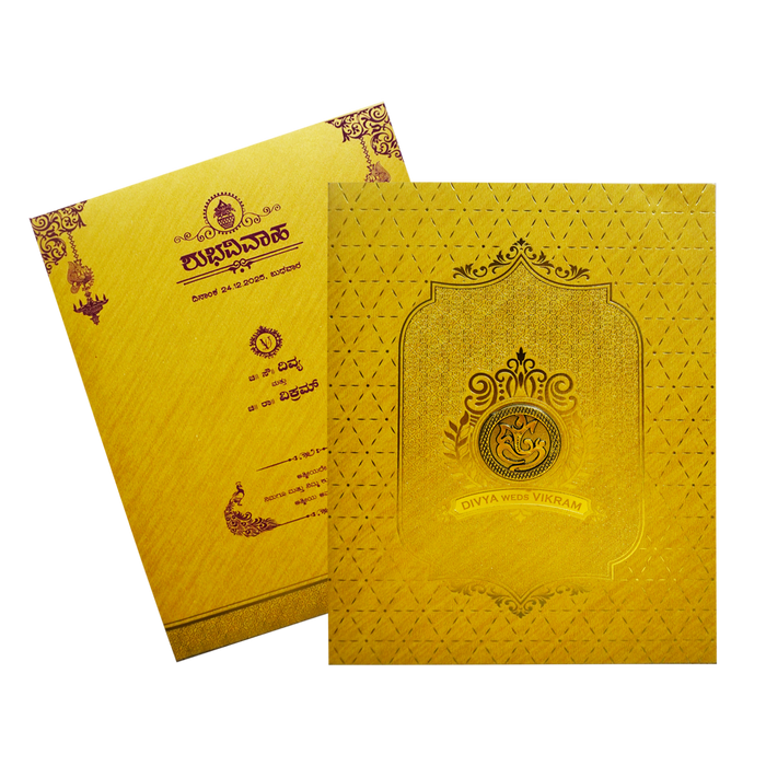 Mustard Yellow Ganesha Wedding Card-1