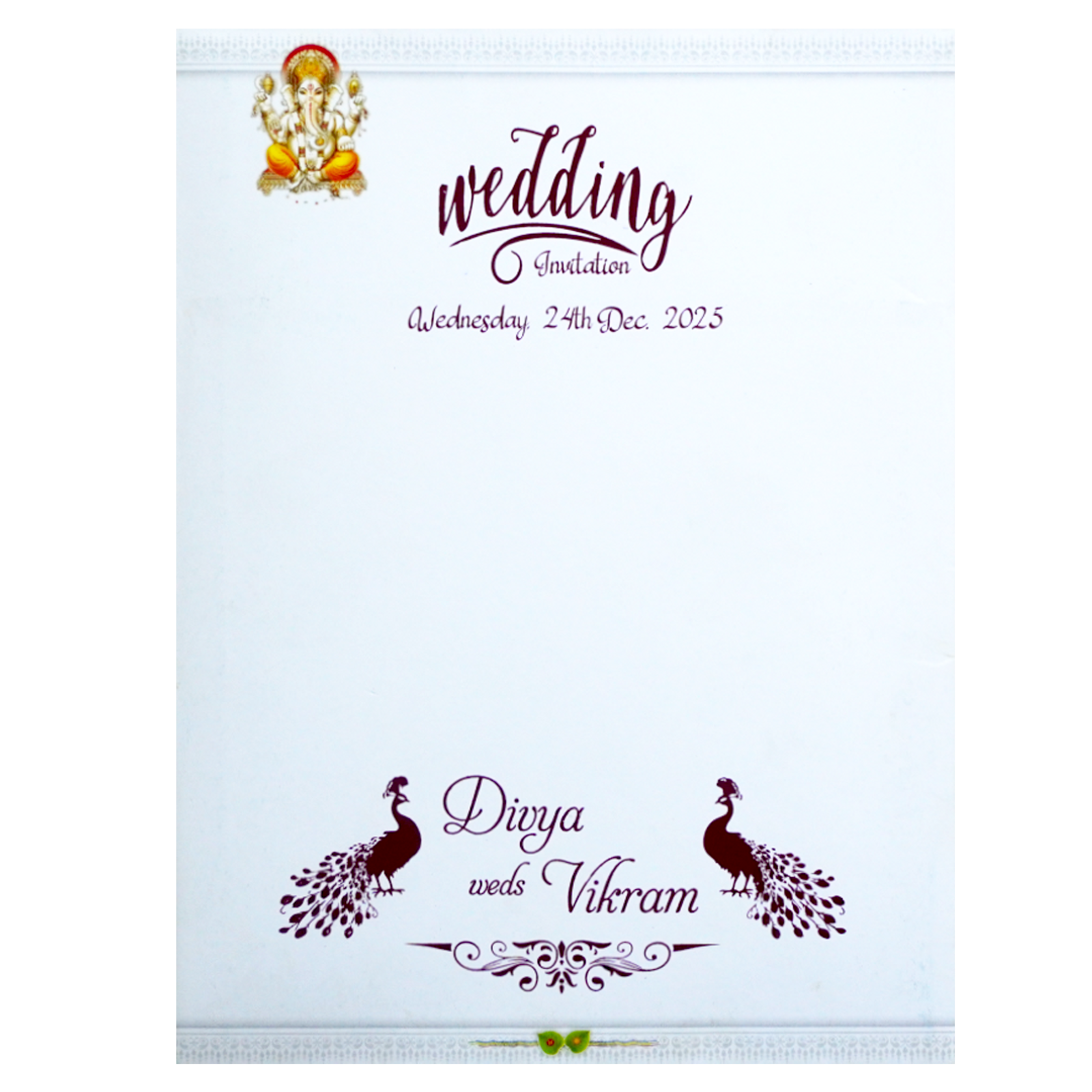 White Classic Ganesha Wedding Card With Doli Baraat-KNK1292-3 White Classic Ganesha Wedding Card With Doli Baraat-KNK1292-3
