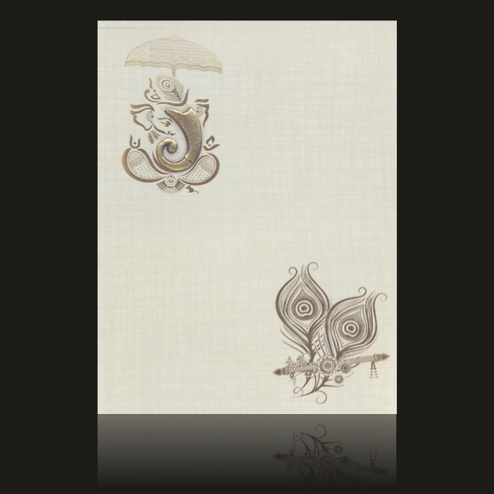 Sparkling Grey Shading With Umbrella Ganesha Theme Wedding Invitation Card-KNCA205G-4