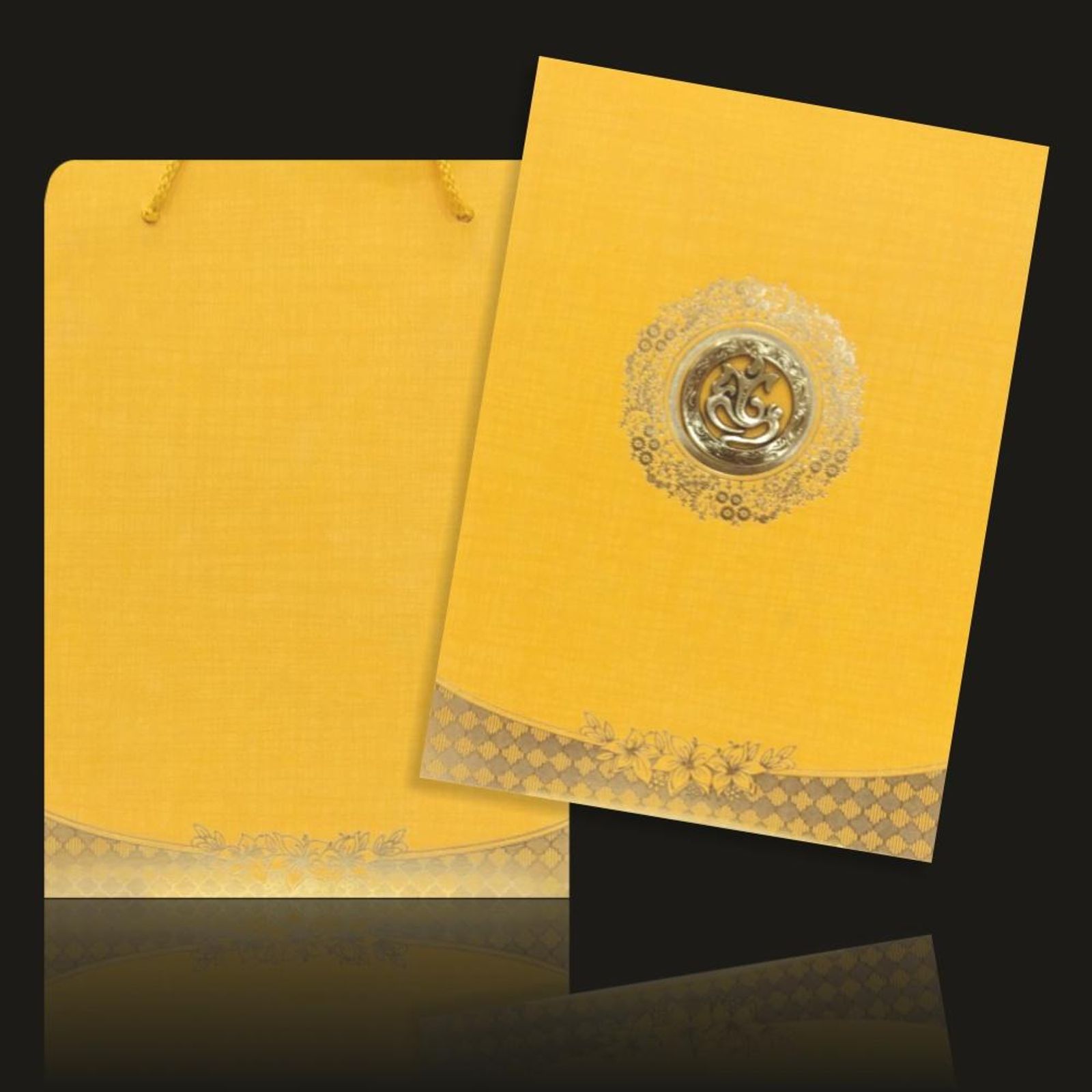 Beautiful Orange Shading With Ganesha Wedding Card-KNCA208O-2