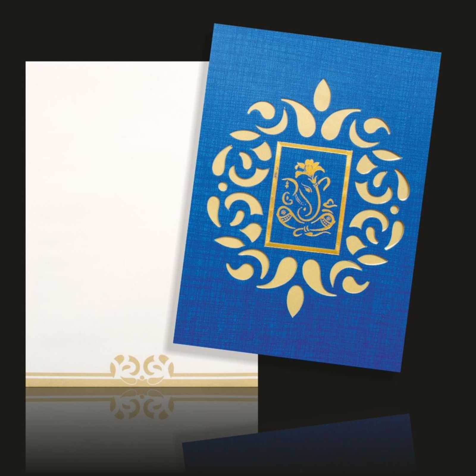 Attractive Laser Cut With Ganesha Theme Wedding Card-KNCPC421-4