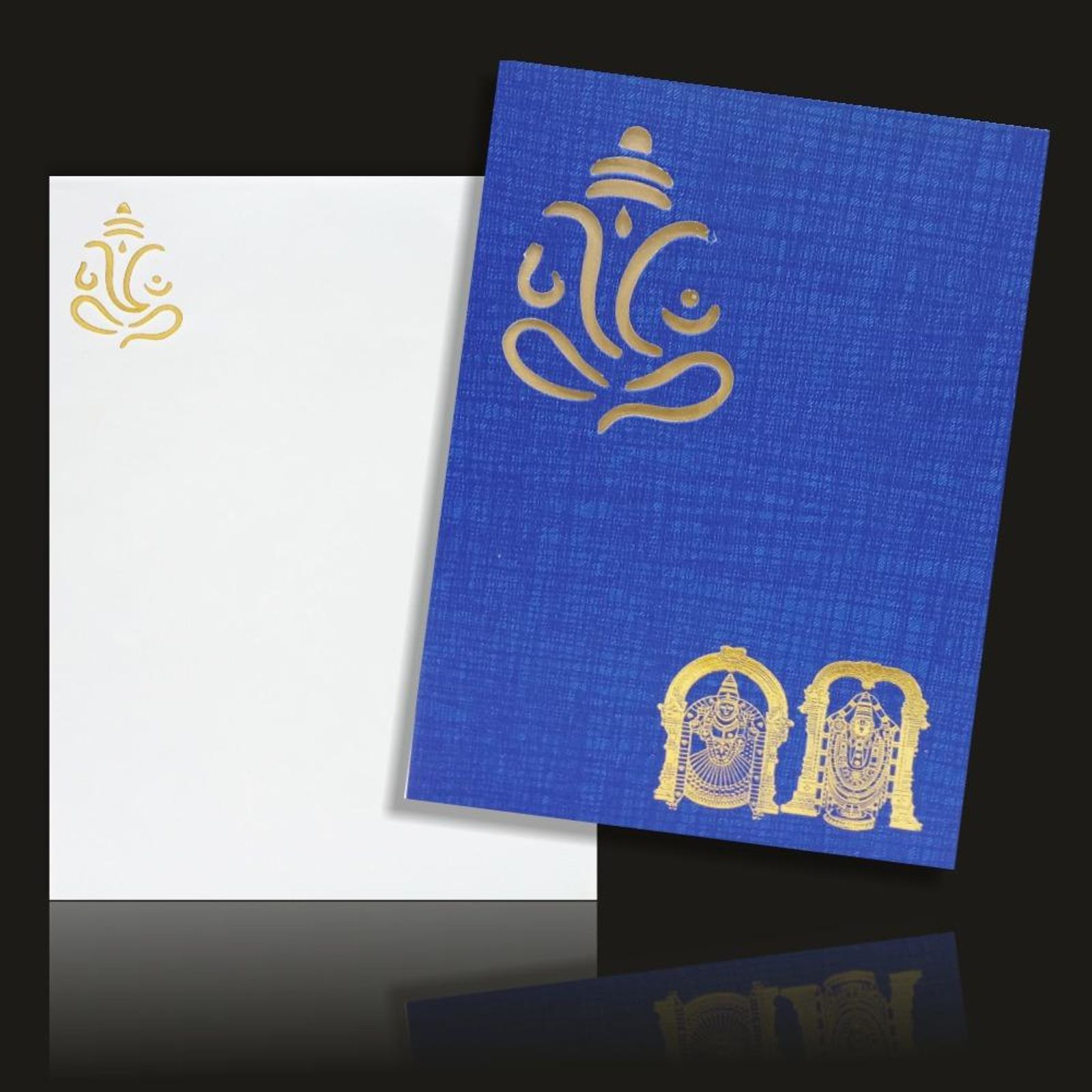 Lovely Cut Ganesha With Bright Blue Shading Wedding Card-KNCPC429-2