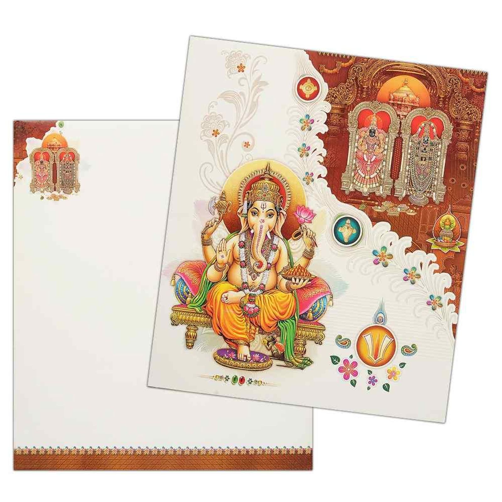 Classic Yellow Shading With Ganesha Theme Wedding Card-KNK1567-1