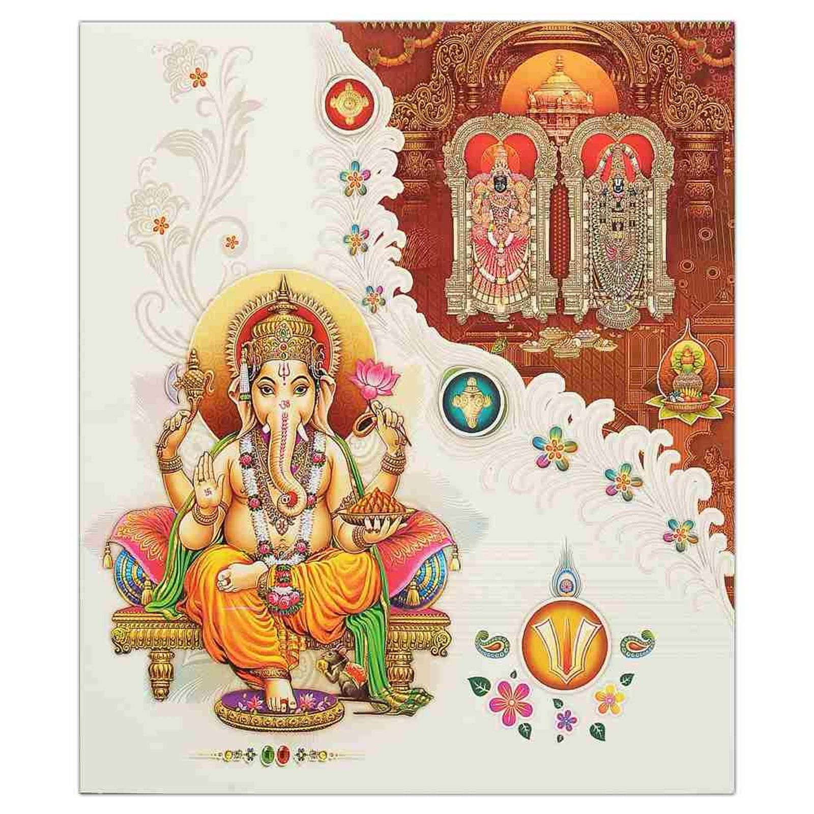 Classic Yellow Shading With Ganesha Theme Wedding Card-KNK1567-2