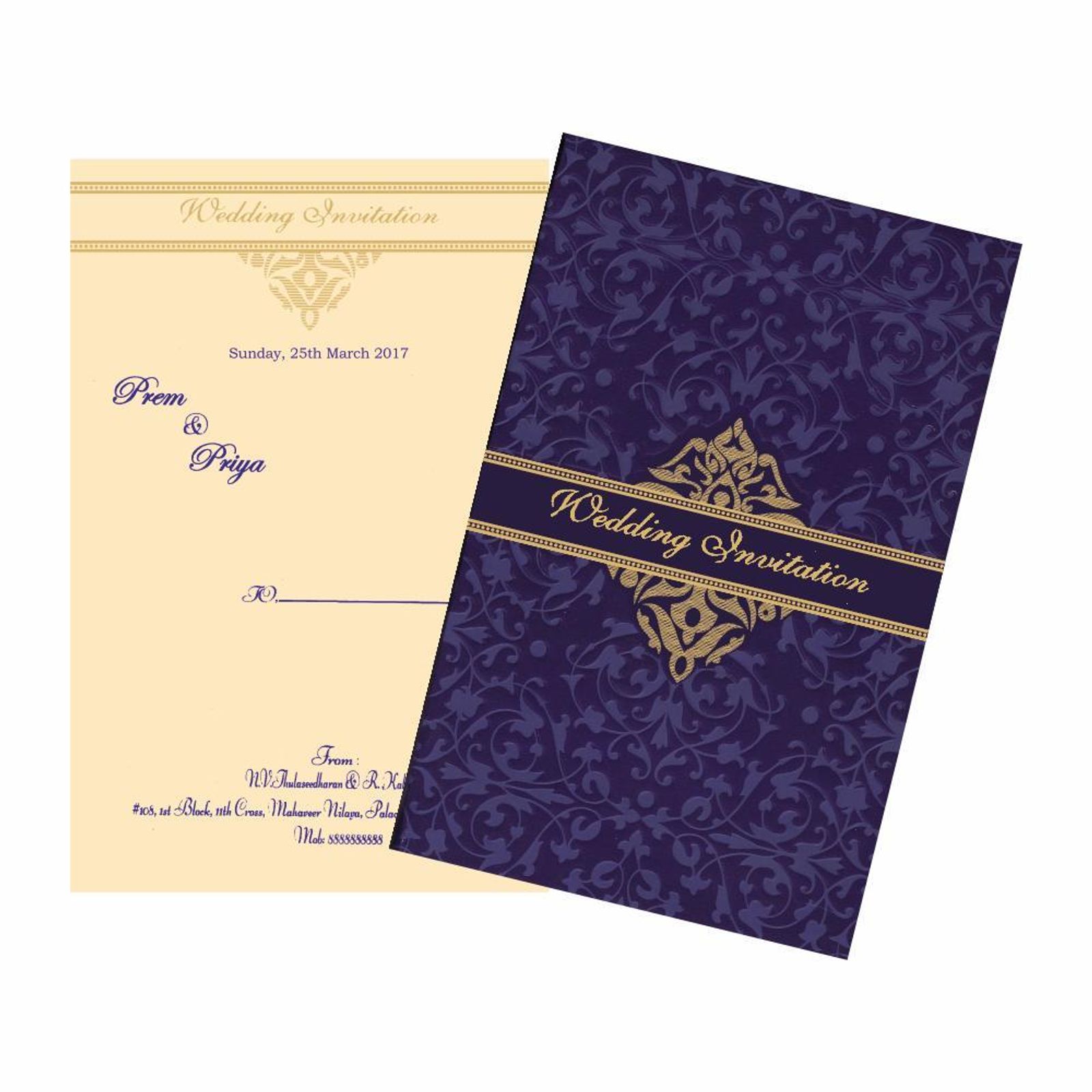 Invitation Card - Interfaith Blue Wedding Invitation Card - KNK1897-3