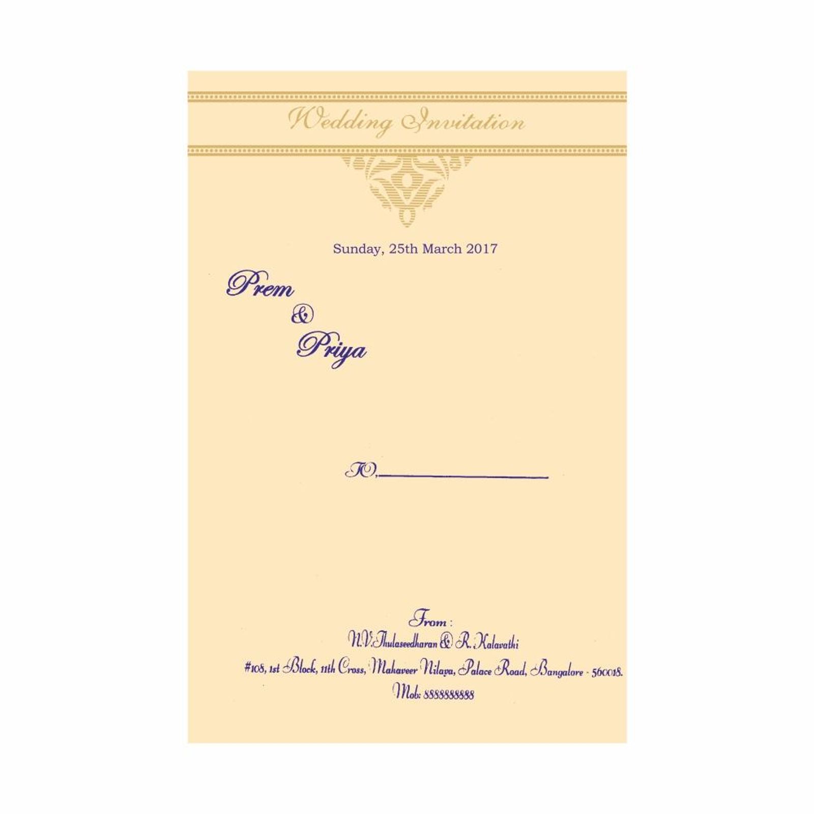 Invitation Card - Interfaith Blue Wedding Invitation Card - KNK1897-4