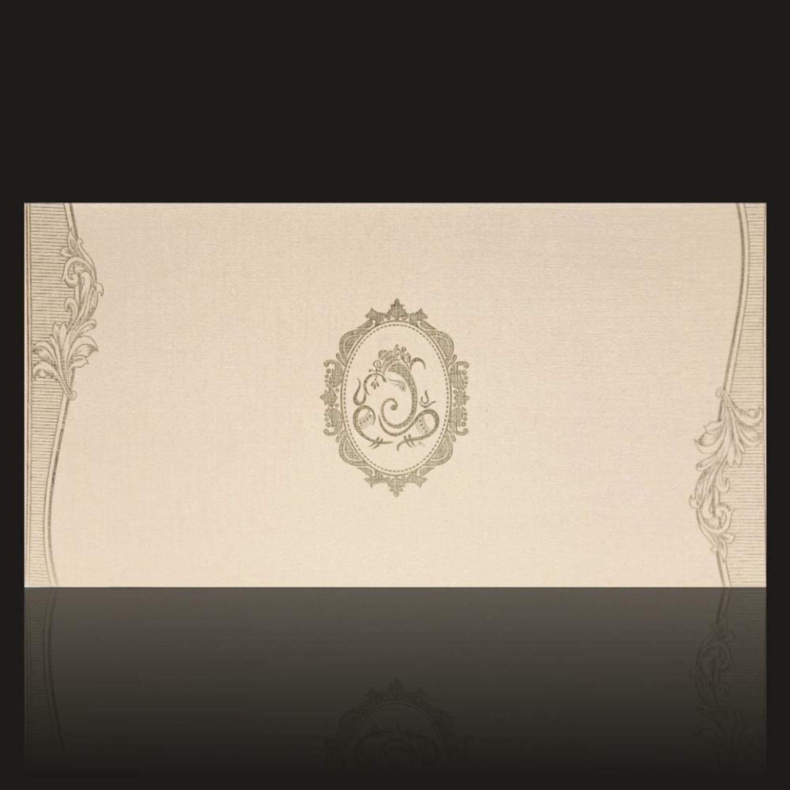 Marvellous Cream Shading With Ganesha Theme Wedding Card-KNK20030-2
