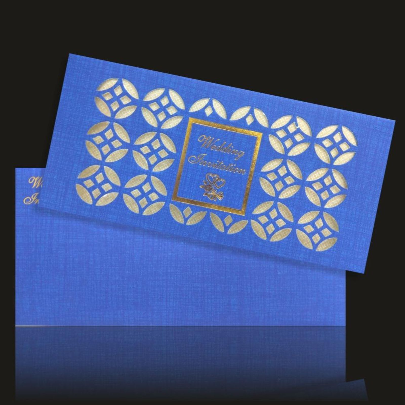 Gorgeous Blue Shading With Cut Design Wedding Card-KNK20111-0