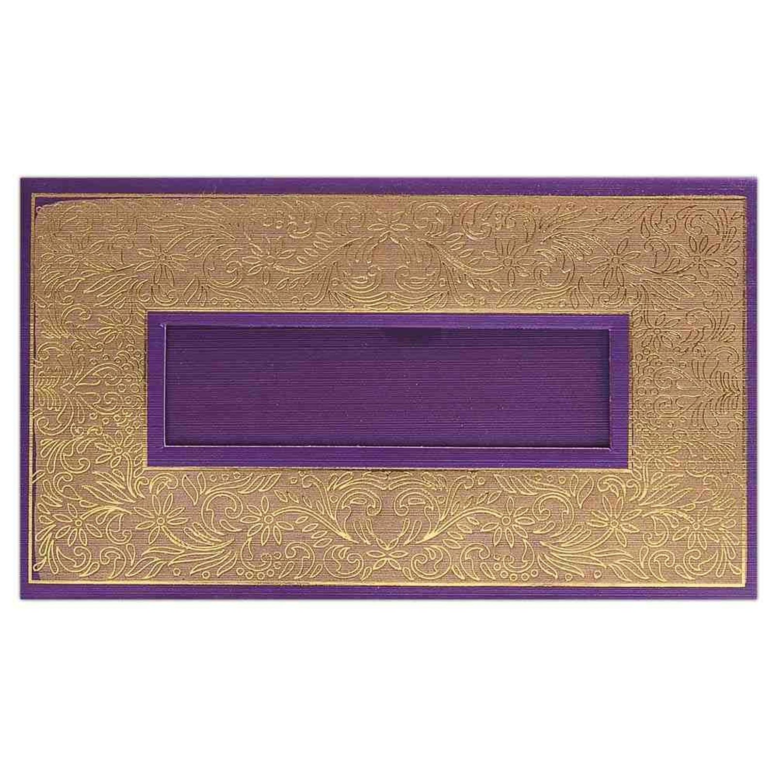 Invitation Card - Violet With Golden Border Wedding Card-KNK2169-3