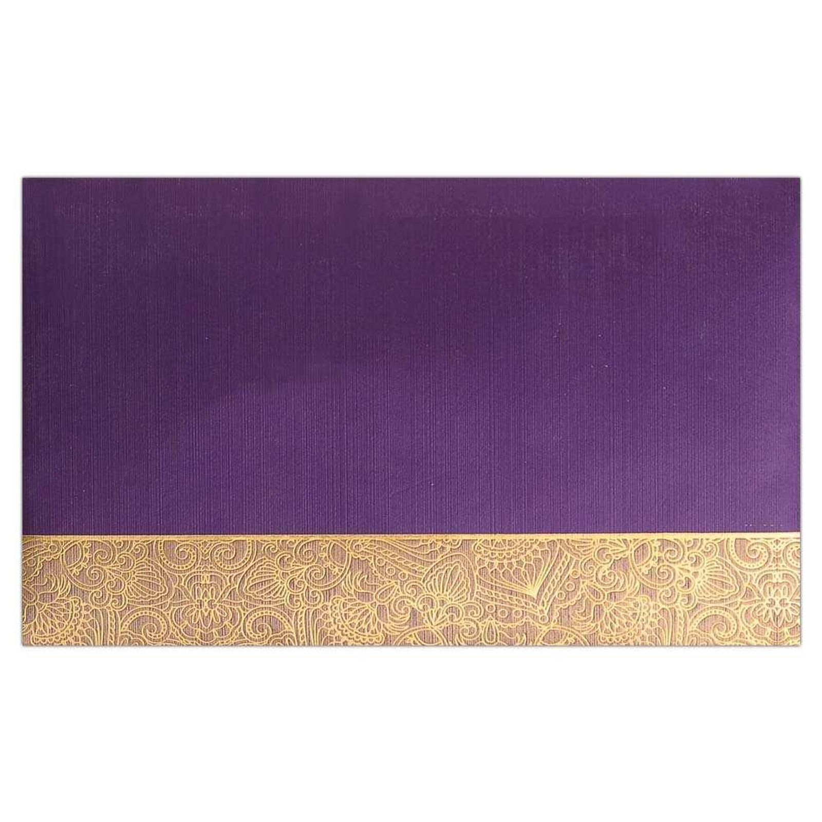 Invitation Card - Violet With Golden Border Wedding Card-KNK2169-4