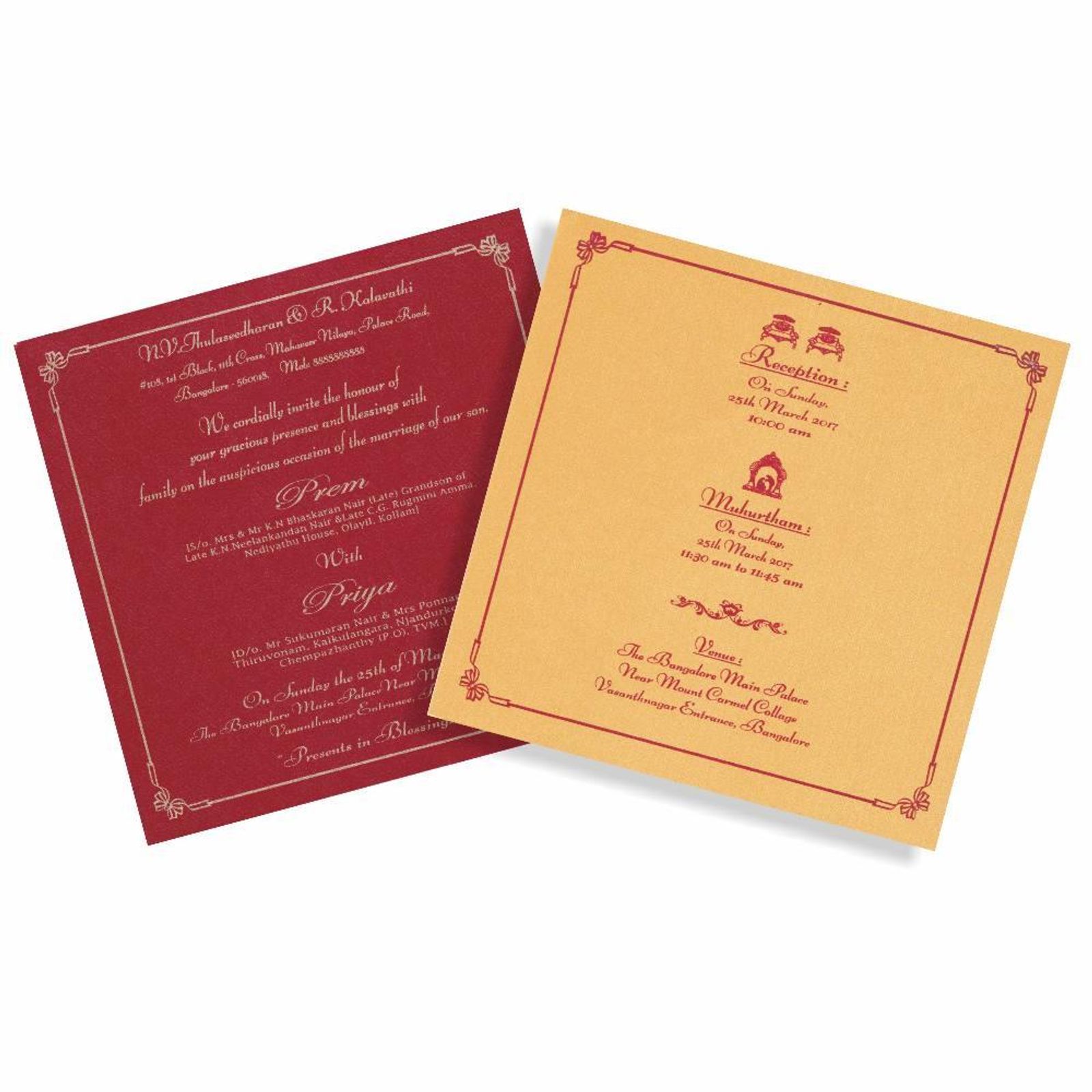 Unique Door Type Opening With Red Shading Wedding Card - KNK2171 - Family Card (BIG)-5