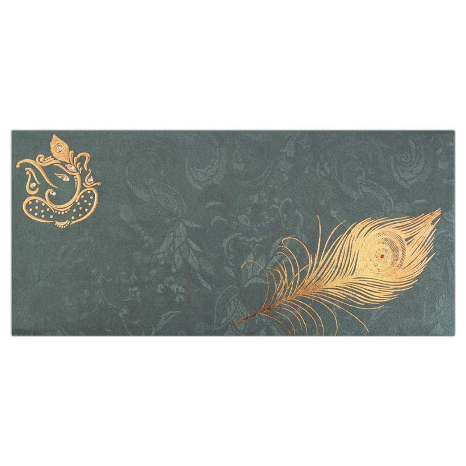 Invitation Card - Mystique Ganesh Card in blue and Gold - KNK2727-1