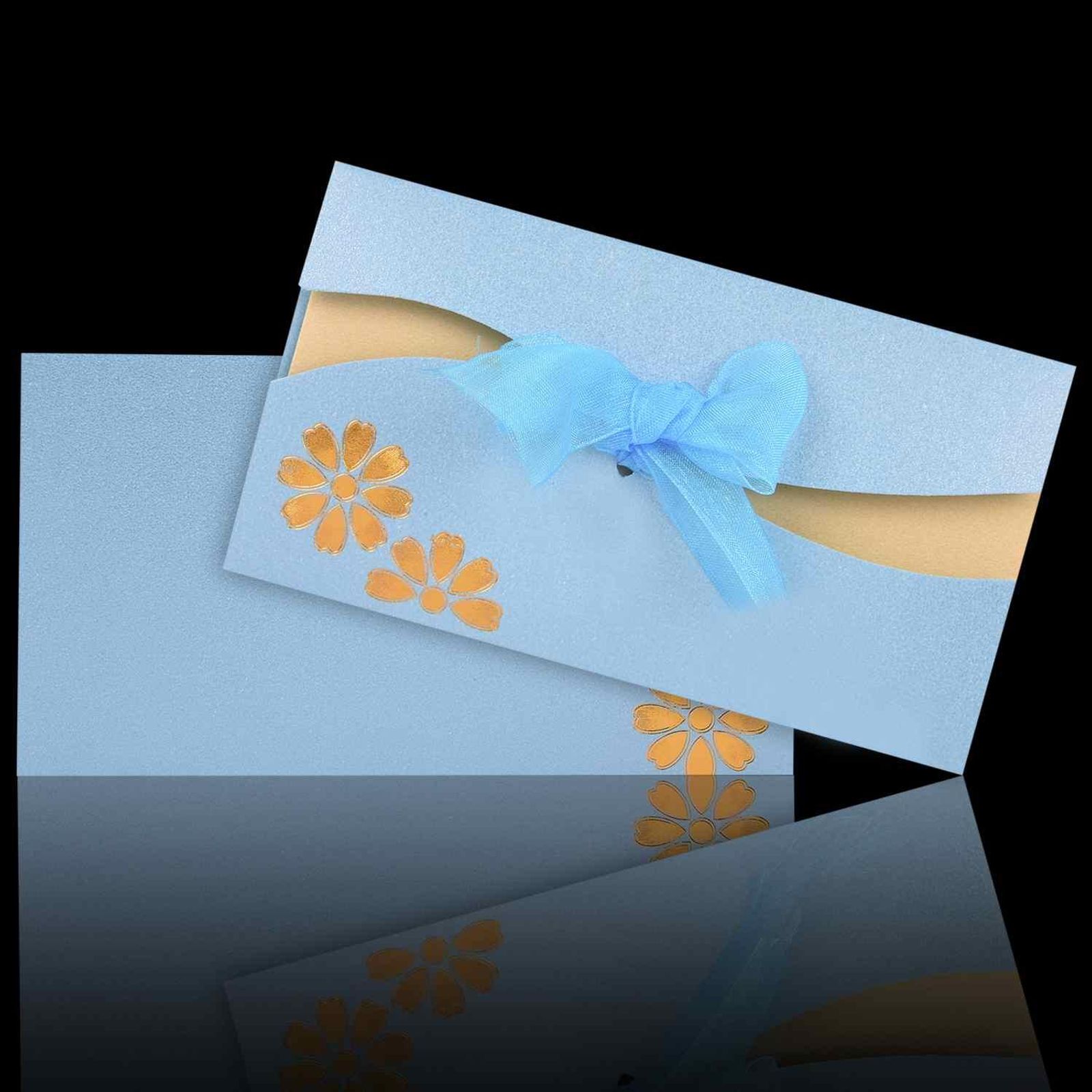Royal Light Blue Colour Wedding Card - KNK30420-0
