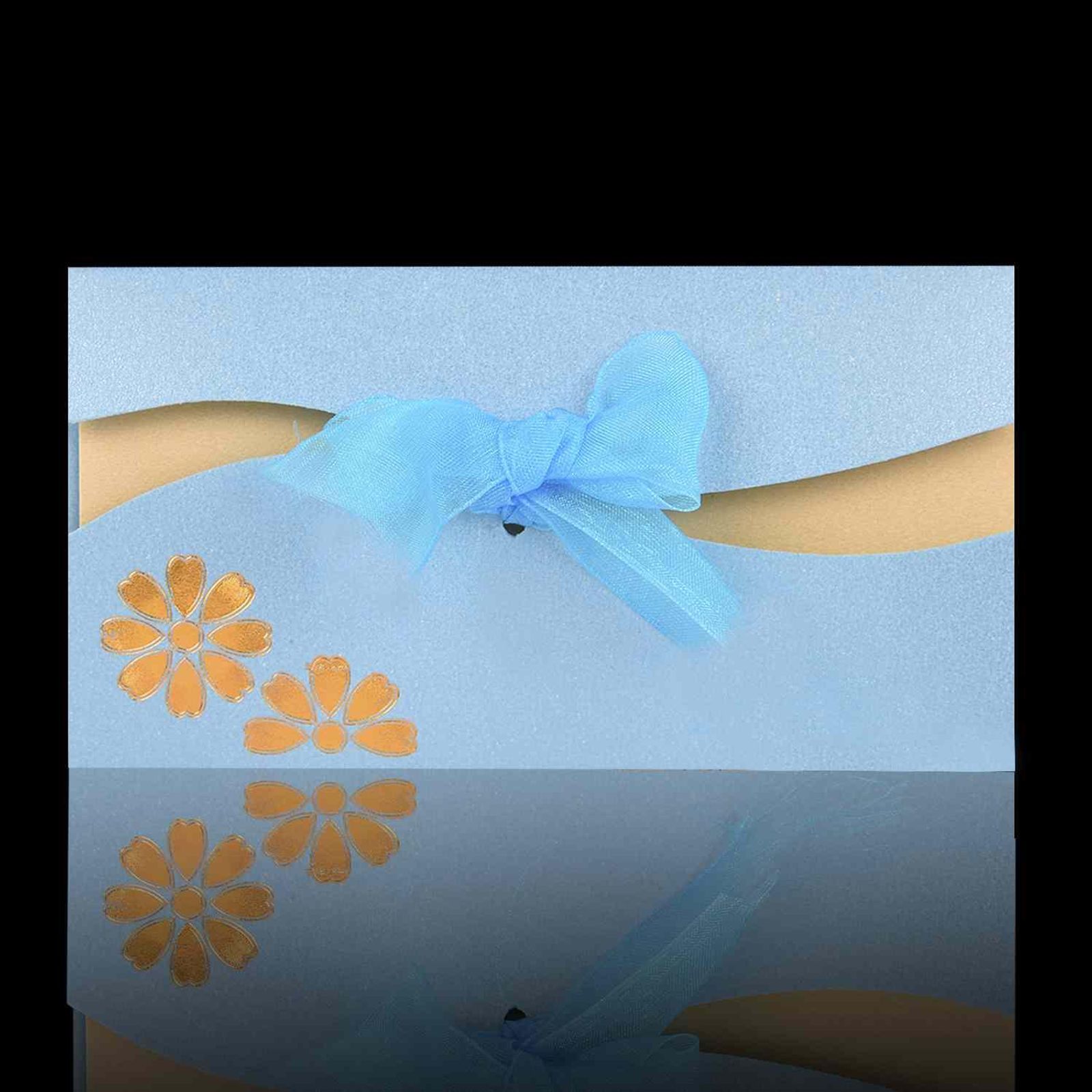 Royal Light Blue Colour Wedding Card - KNK30420-1