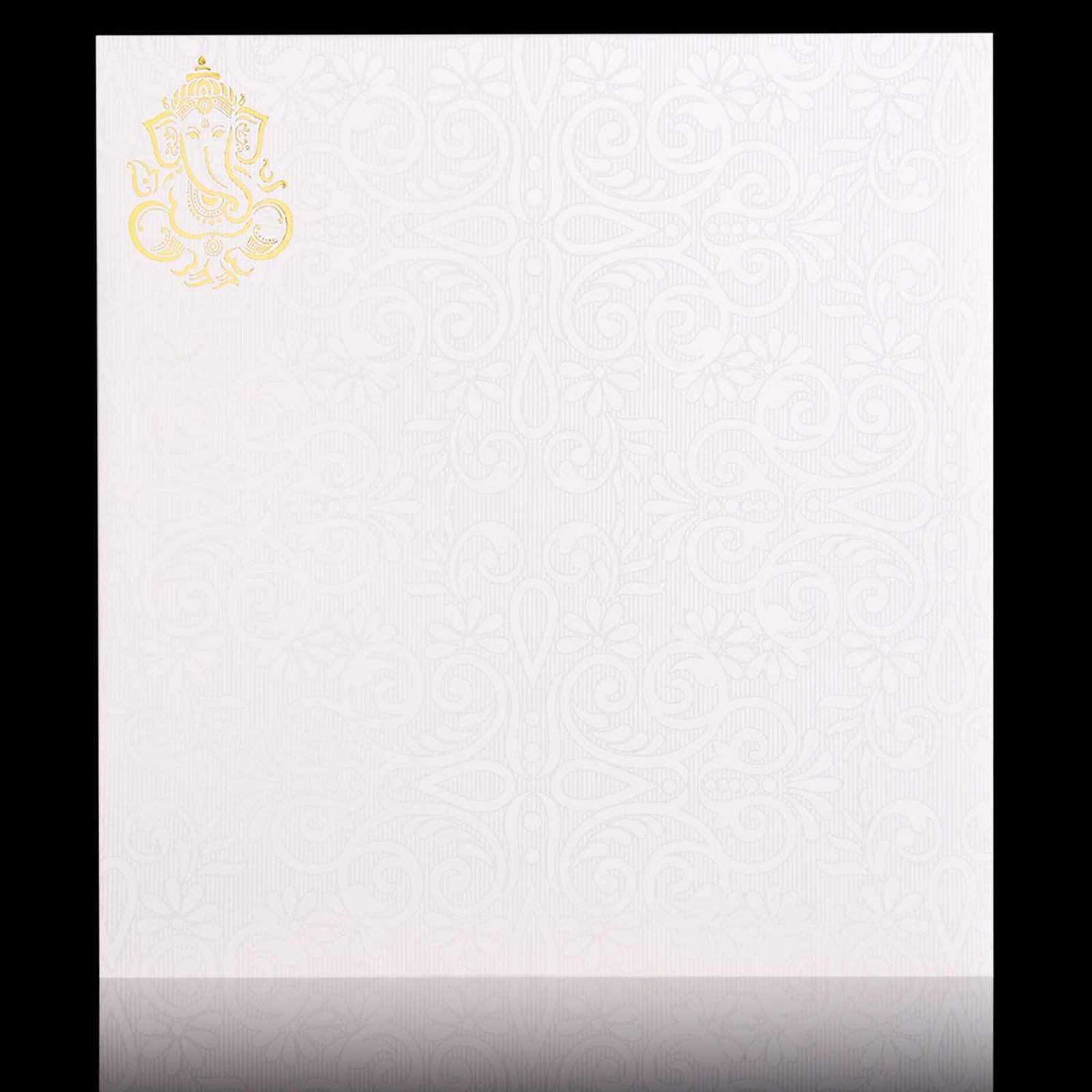 Enchanting White Colour With Ganesha Wedding Card - KNK30581-1