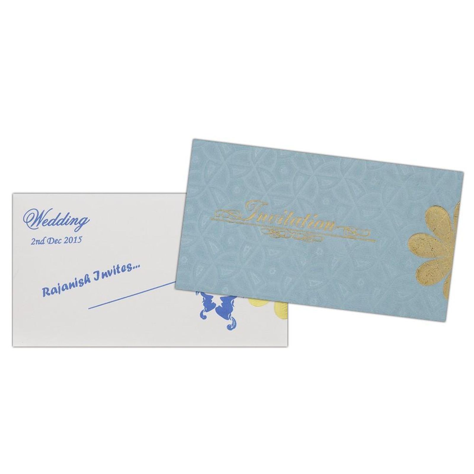 Invitation Card - Blue Floral Personal Wedding Invitation Card-KNK3574-2