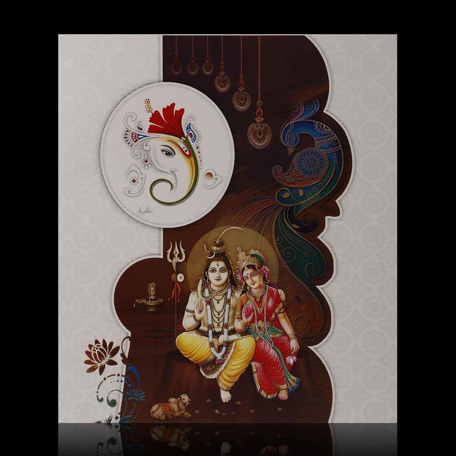 Classic Yellow Shading With Shiva Parvathy Theme Wedding Card-KNK3599-3
