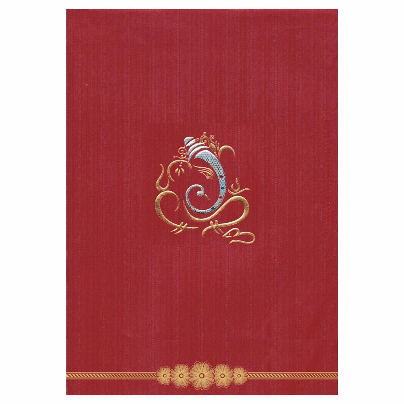 Alluring Red Shading With Floral Border Padded Wedding Card - KNK3606-2