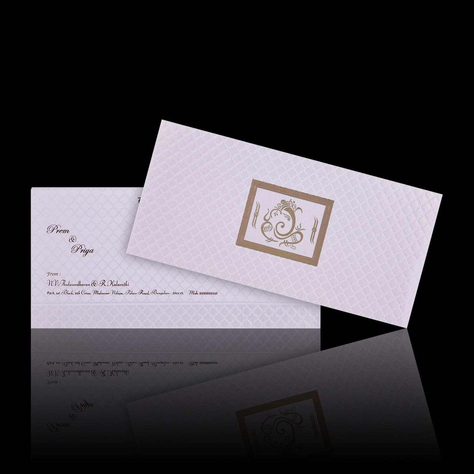 Classic Gold Foiling With Ganesha Theme Wedding Card - KNK3653-0