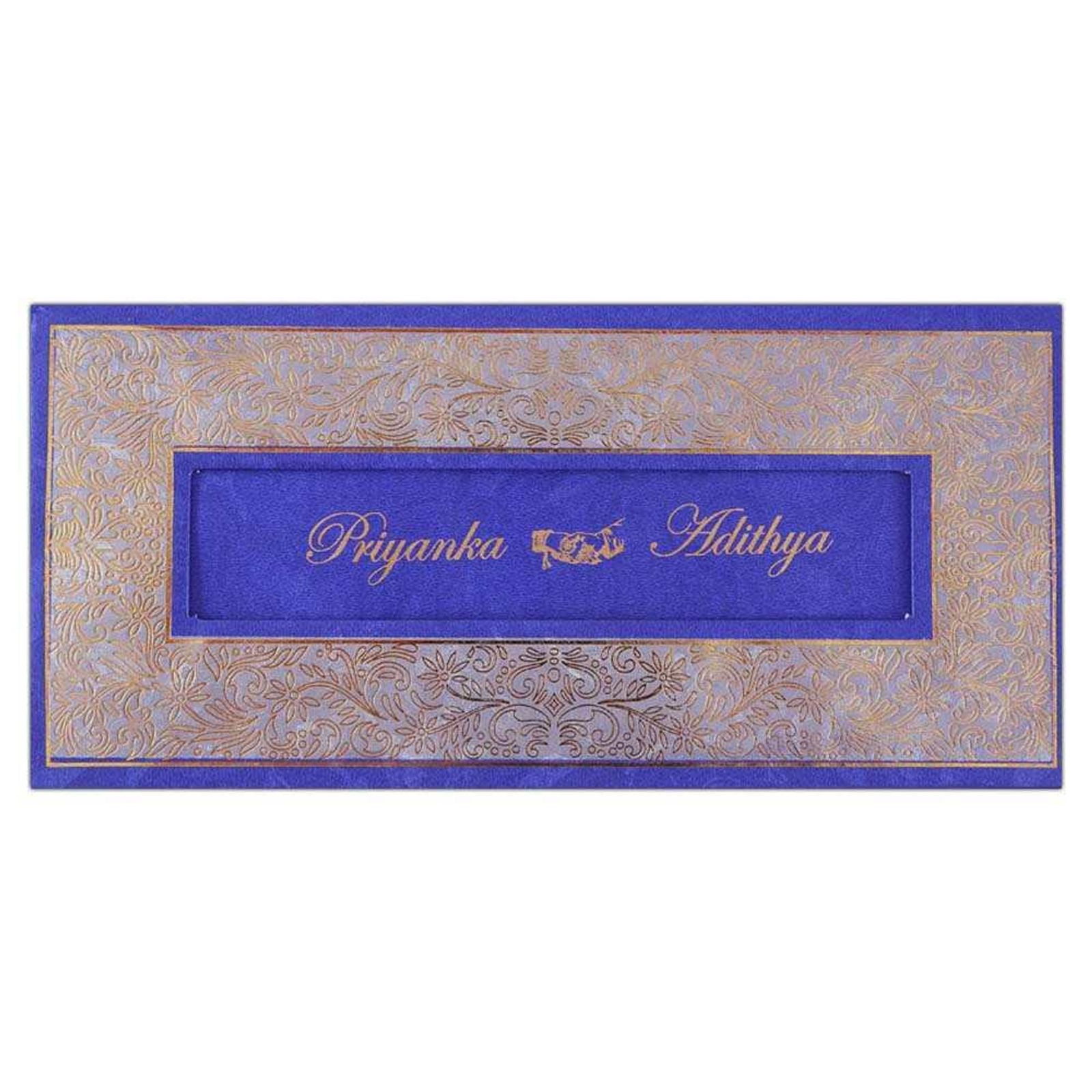 Invitation Card - A Royal Wedding in Blue and gold wedding Invitation Card - KNK3762-3
