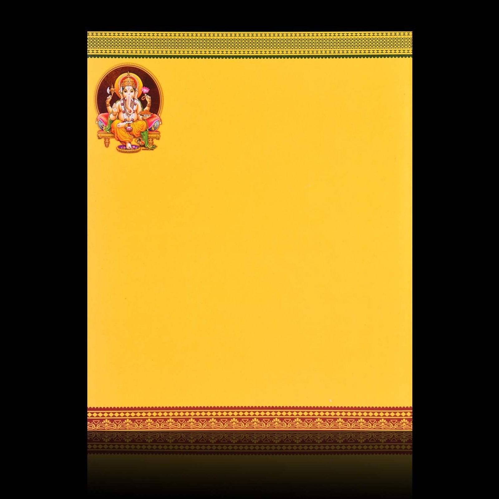 Classic Yellow Shading With Ganesha Theme Wedding Card-KNK1734-3