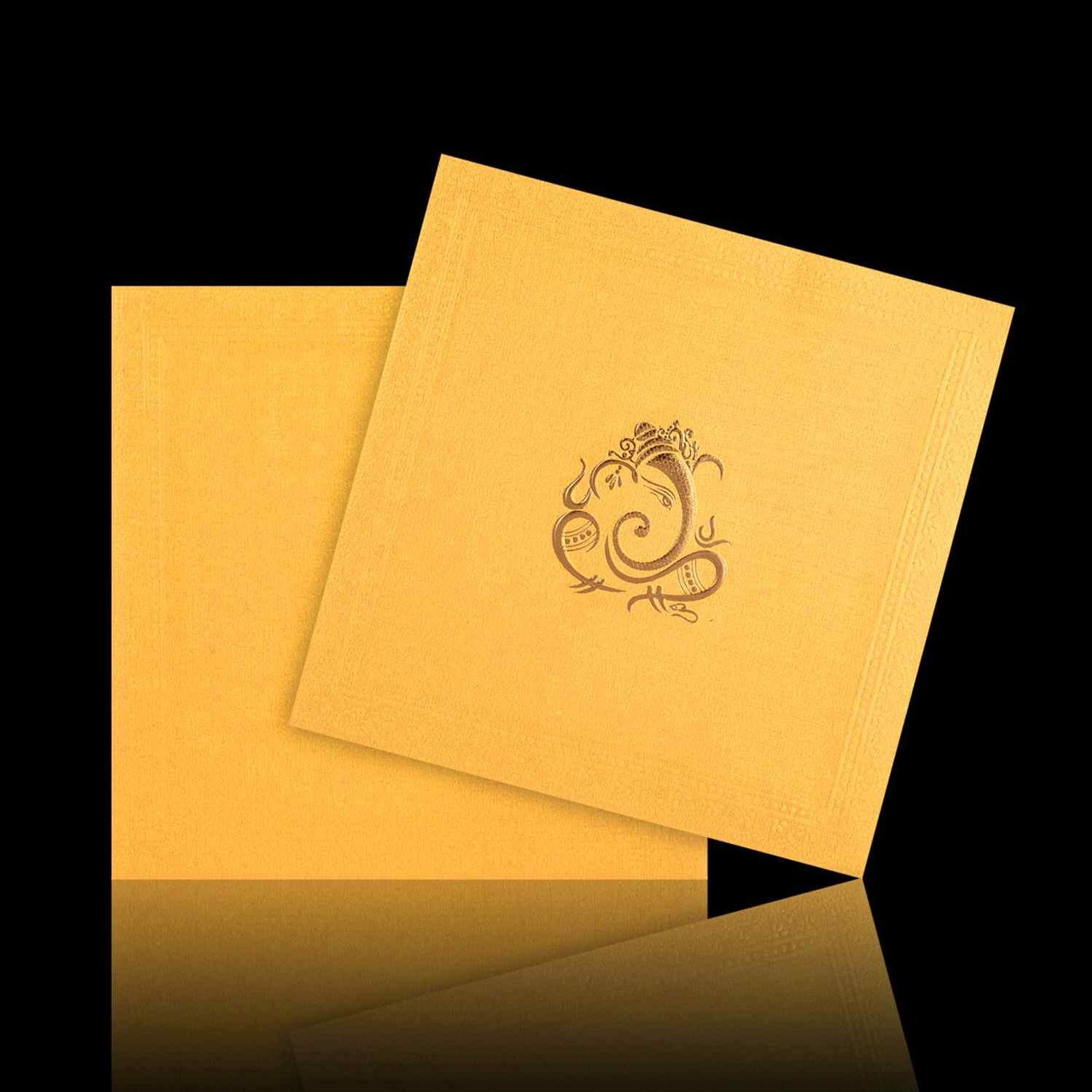 Perfect Cream Shading With Golden Ganesha Wedding Card-KNK43210-0