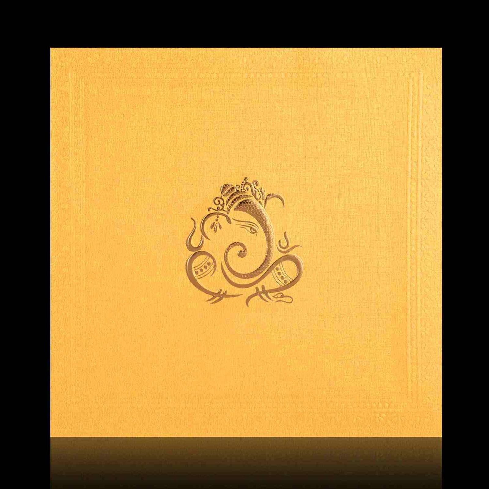 Perfect Cream Shading With Golden Ganesha Wedding Card-KNK43210-1