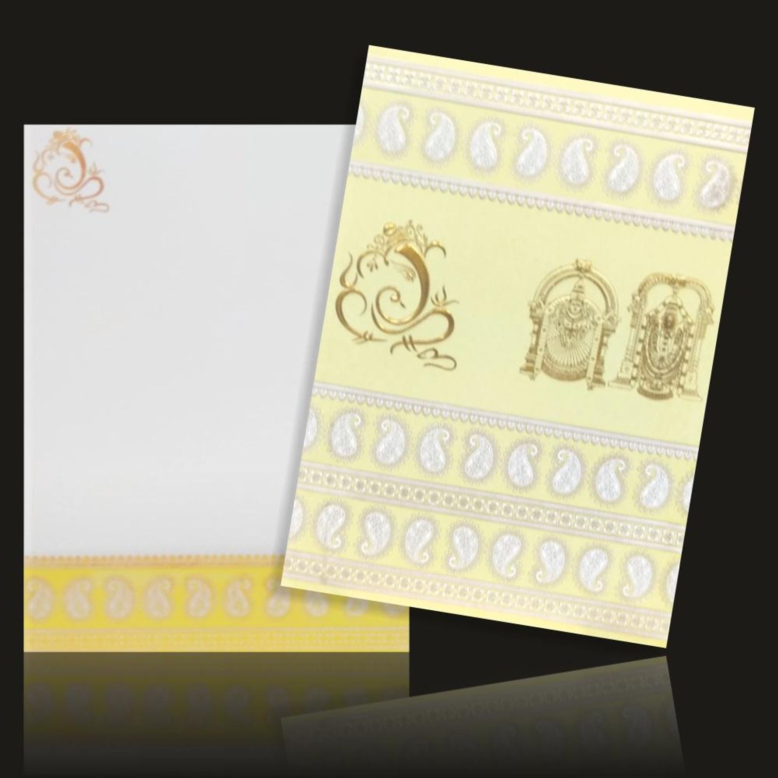 Lovely Ganesha Design With Floral Border Wedding Card - KNK4844-4