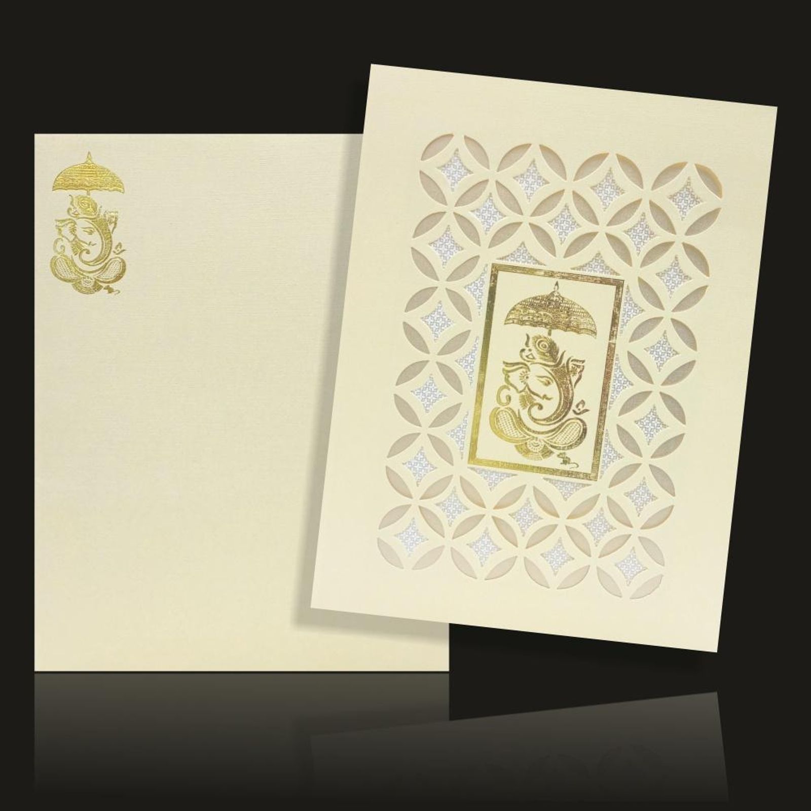 Elegant Blue Shading with Laser Cut Wedding Card-KNK50074-0