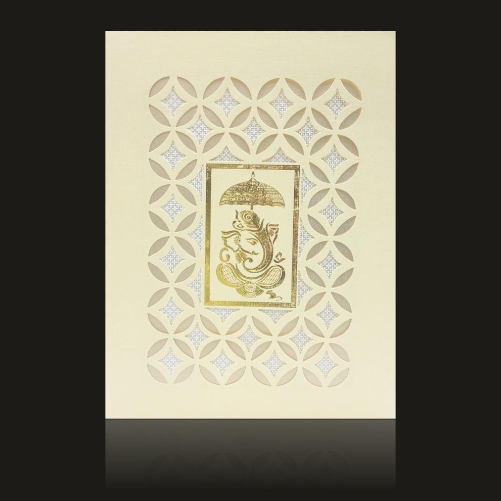 Elegant Blue Shading with Laser Cut Wedding Card-KNK50074-1