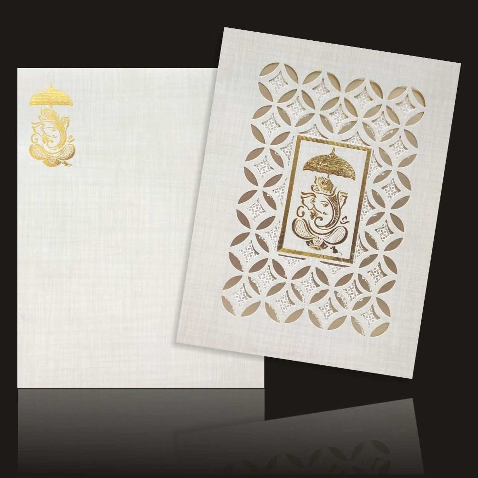 Elegant Blue Shading with Laser Cut Wedding Card-KNK50075-3