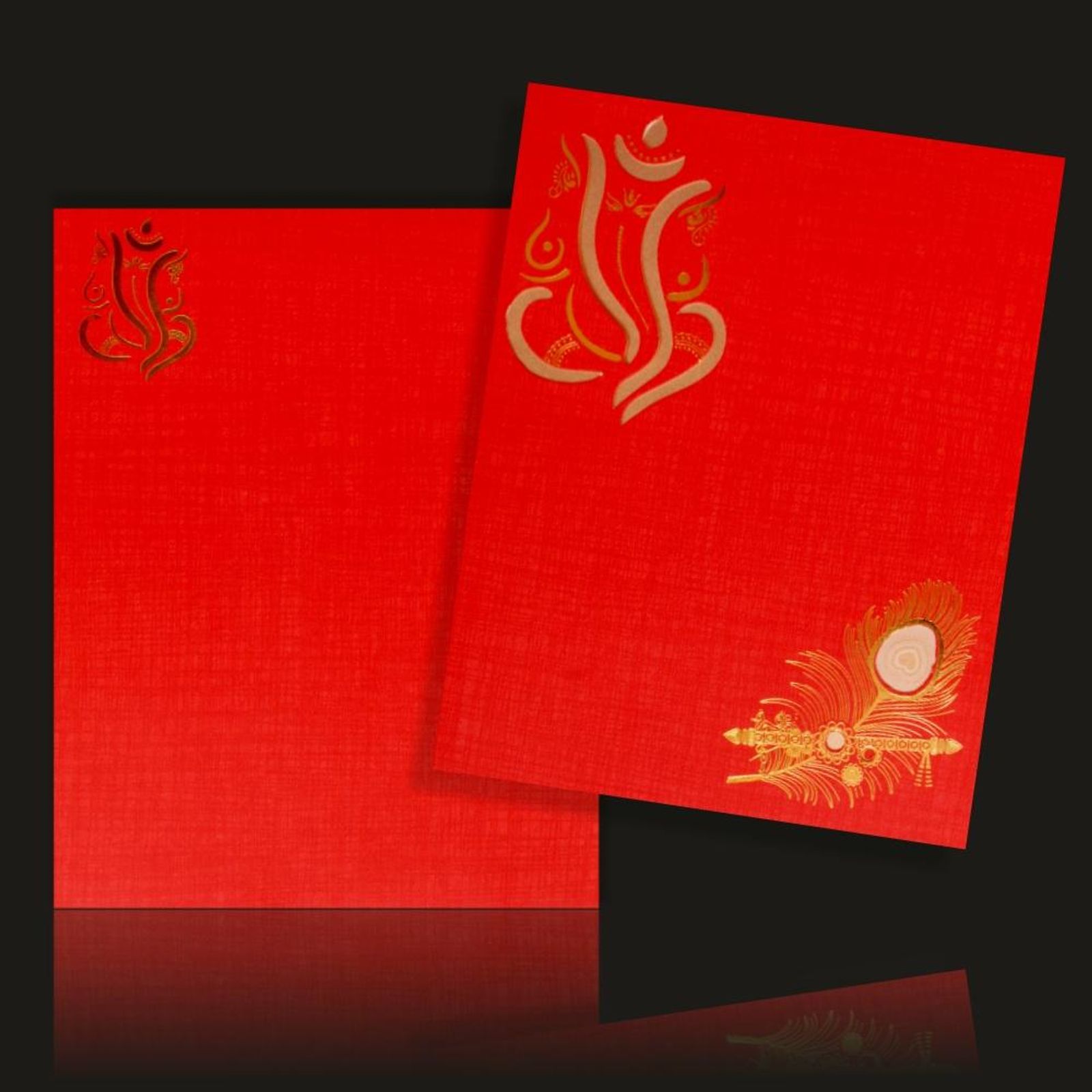 Fabulous Blue Shading With Ganesha Theme Wedding Card-KNK50081-2