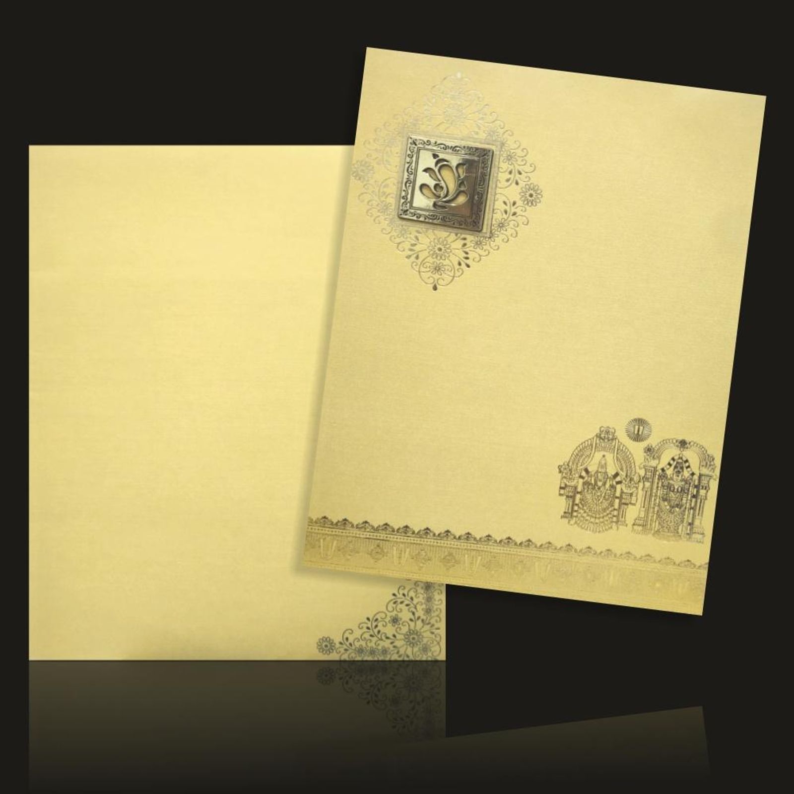 Magnificent Gold Shading With Ganesha Wedding Card-KNK50131-0
