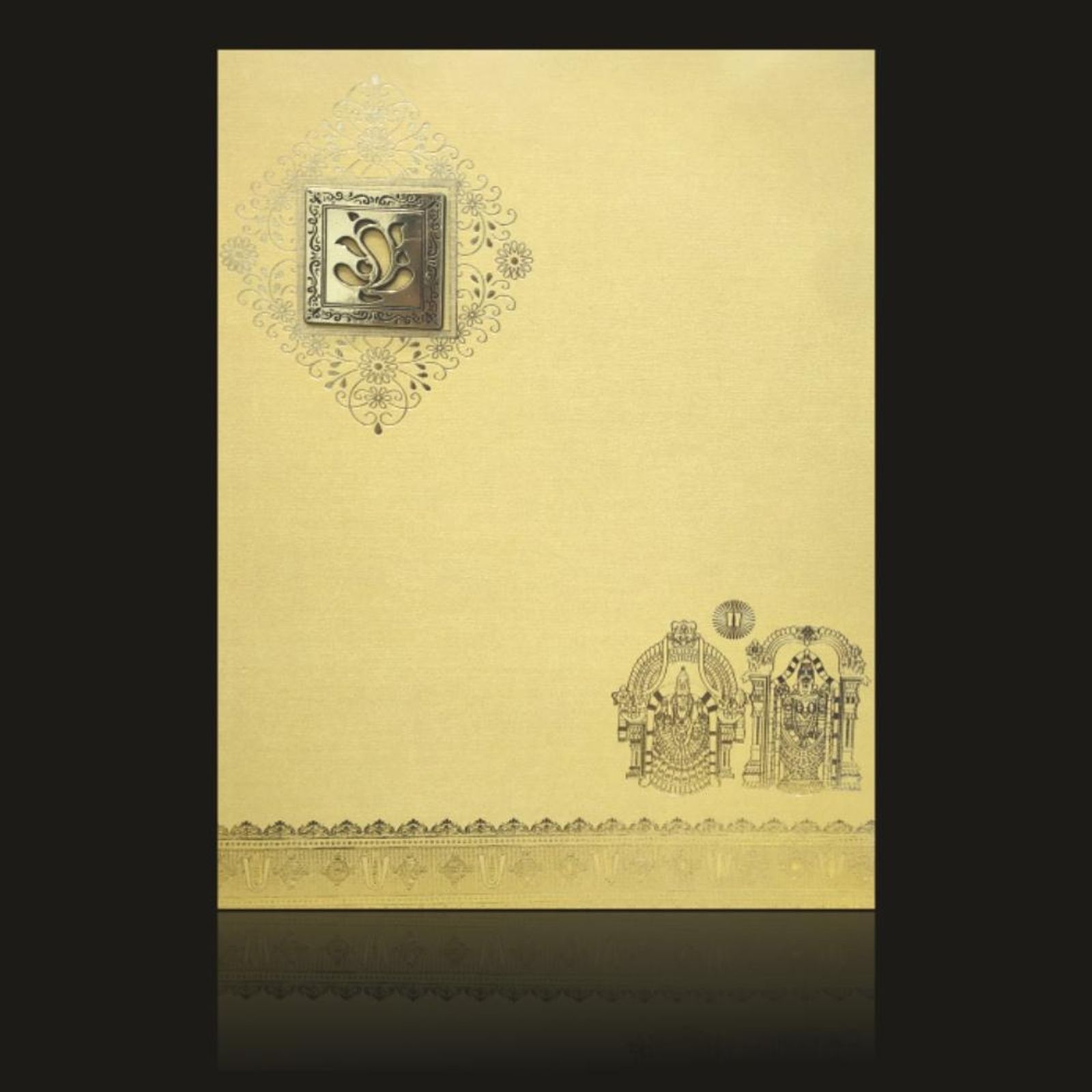 Magnificent Gold Shading With Ganesha Wedding Card-KNK50131-3