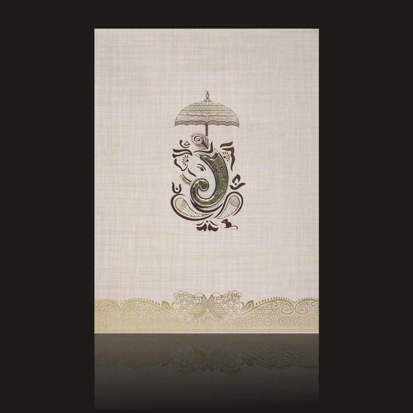 Lovely Grey Shading With Ganesha Wedding Invitation Card-KNK50162-0