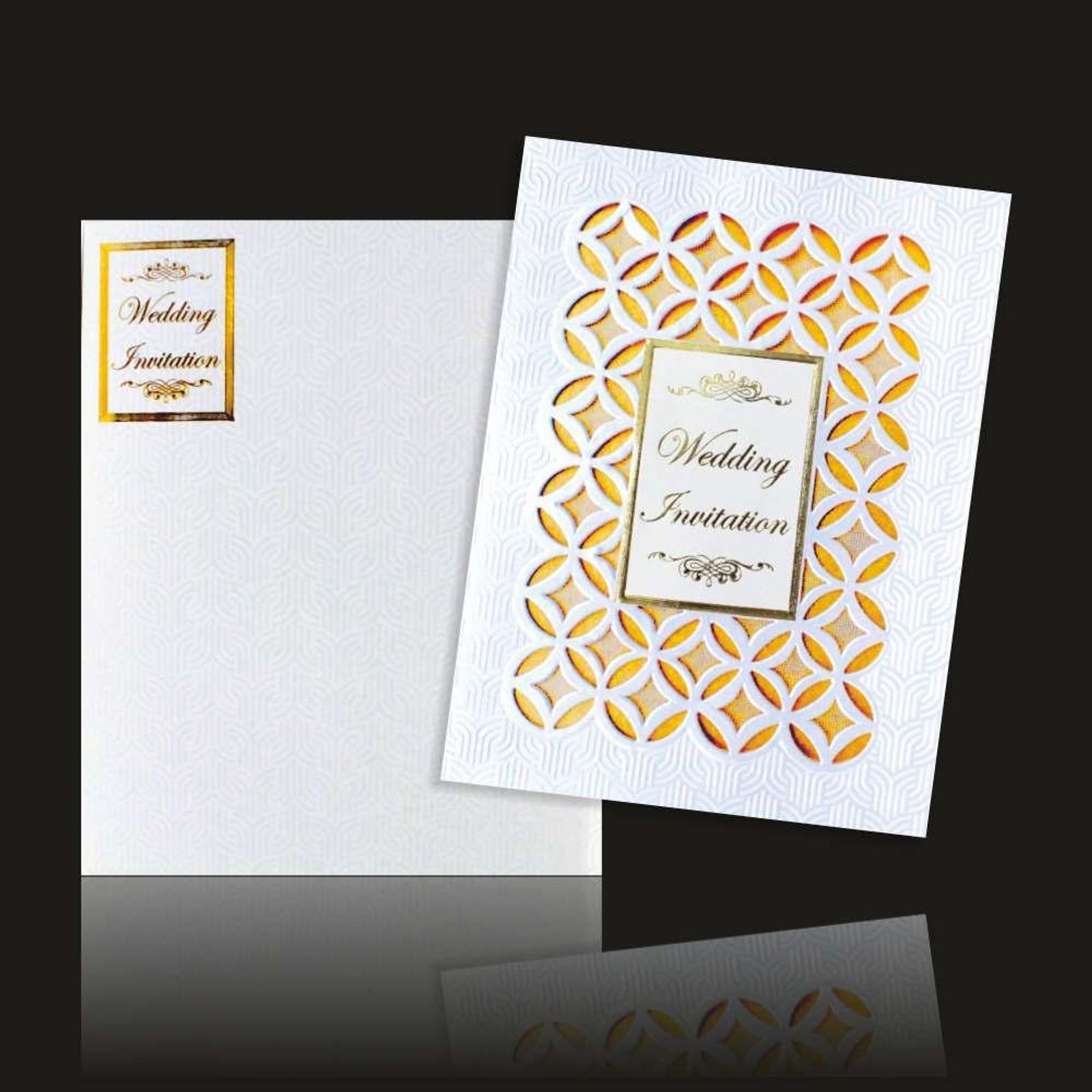 Gorgeous Gold Laser Cut Wedding Card - KNK73021-3