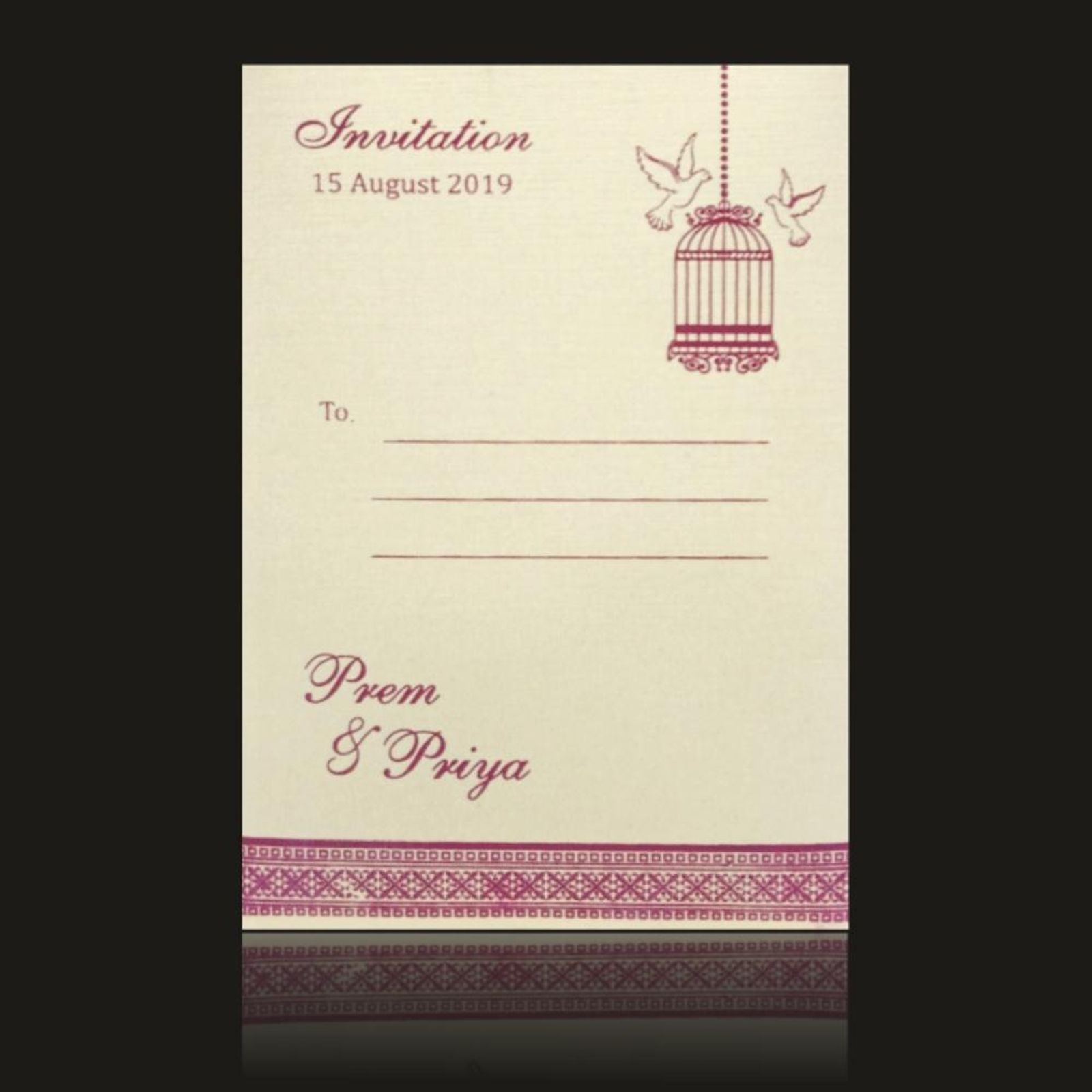 Lovely Cream Shading Personal Wedding Card - KNKP002C-1