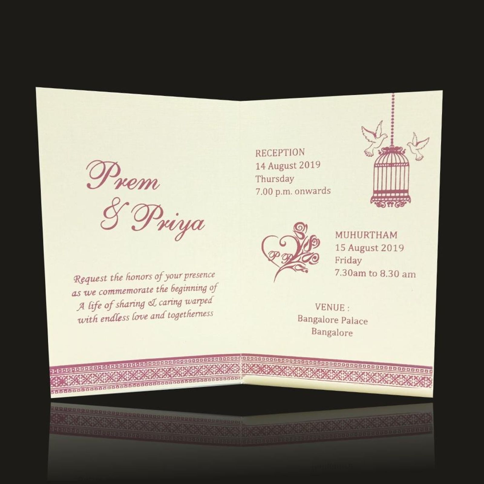Lovely Cream Shading Personal Wedding Card - KNKP002C-3