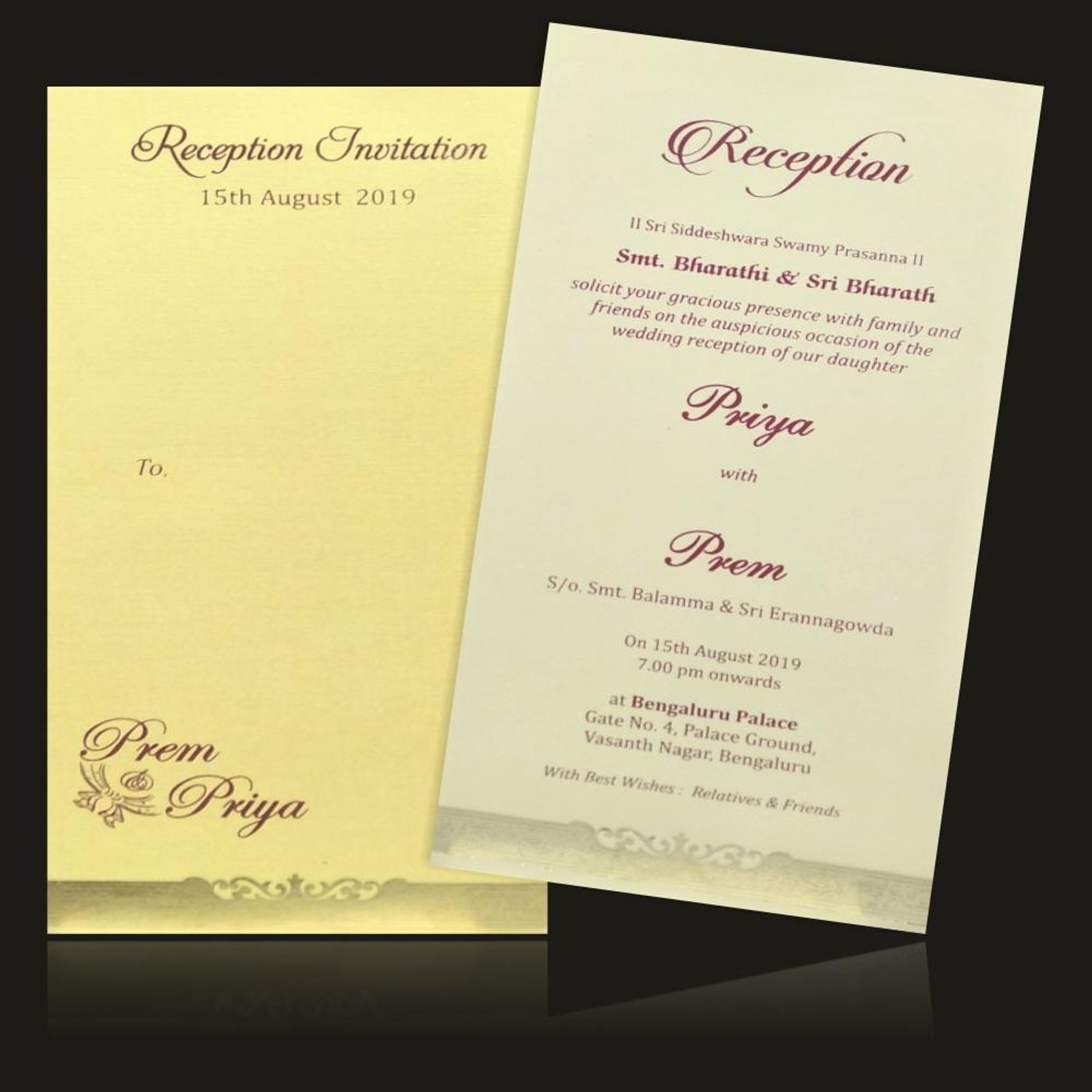 Classic Flower Red Color Invitation Card-KNKS21GC-1