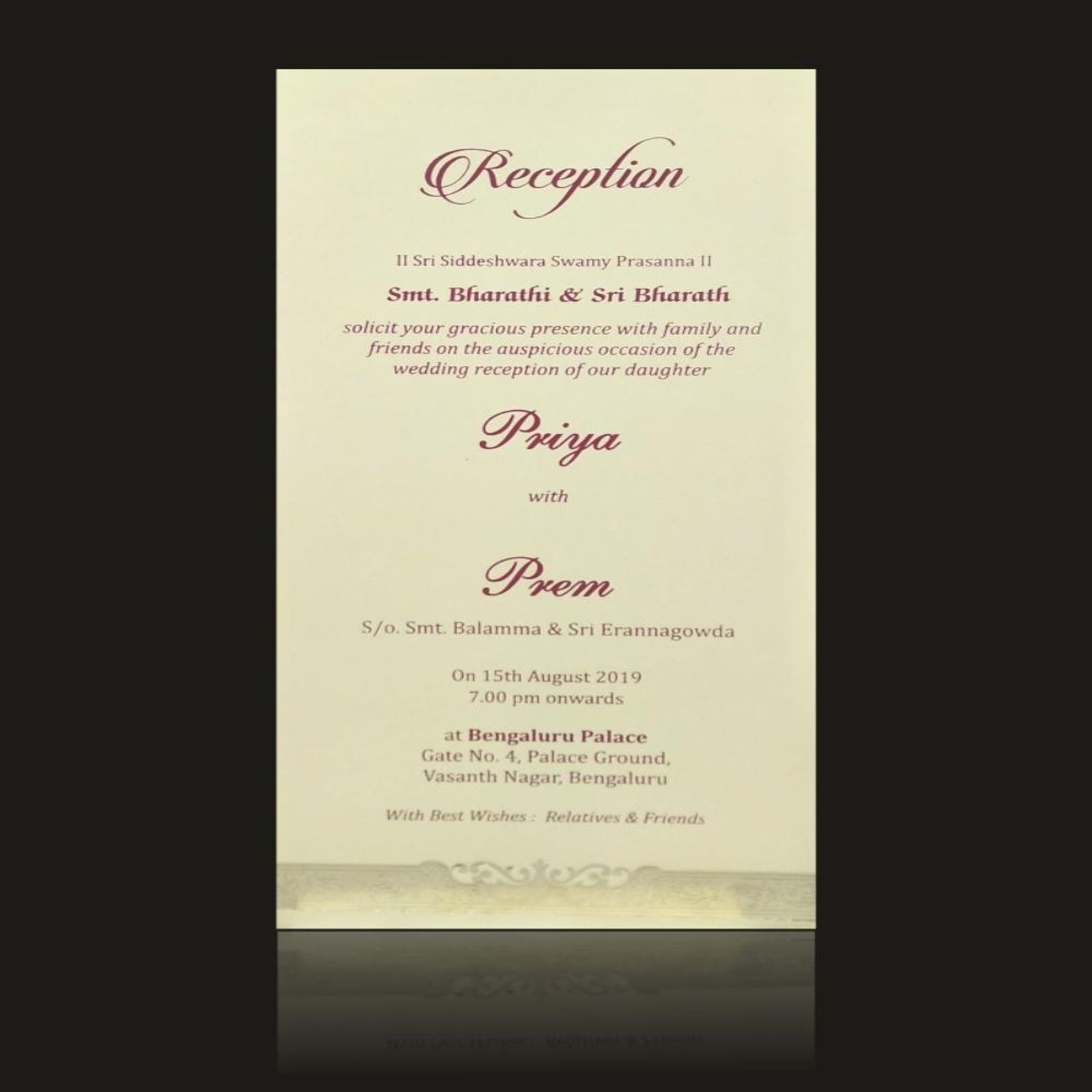 Classic Flower Red Color Invitation Card-KNKS21GC-0