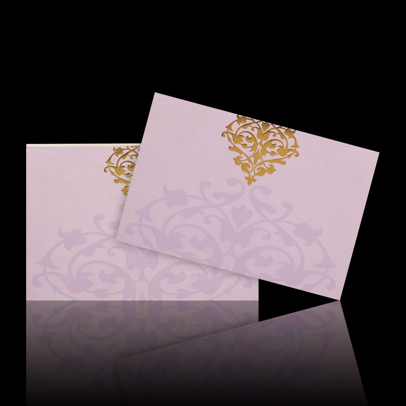 Alluring Gold Foiling Blossom Theme With Violet Shading Wedding Card - KNKZ2360-1 KNKZ2360