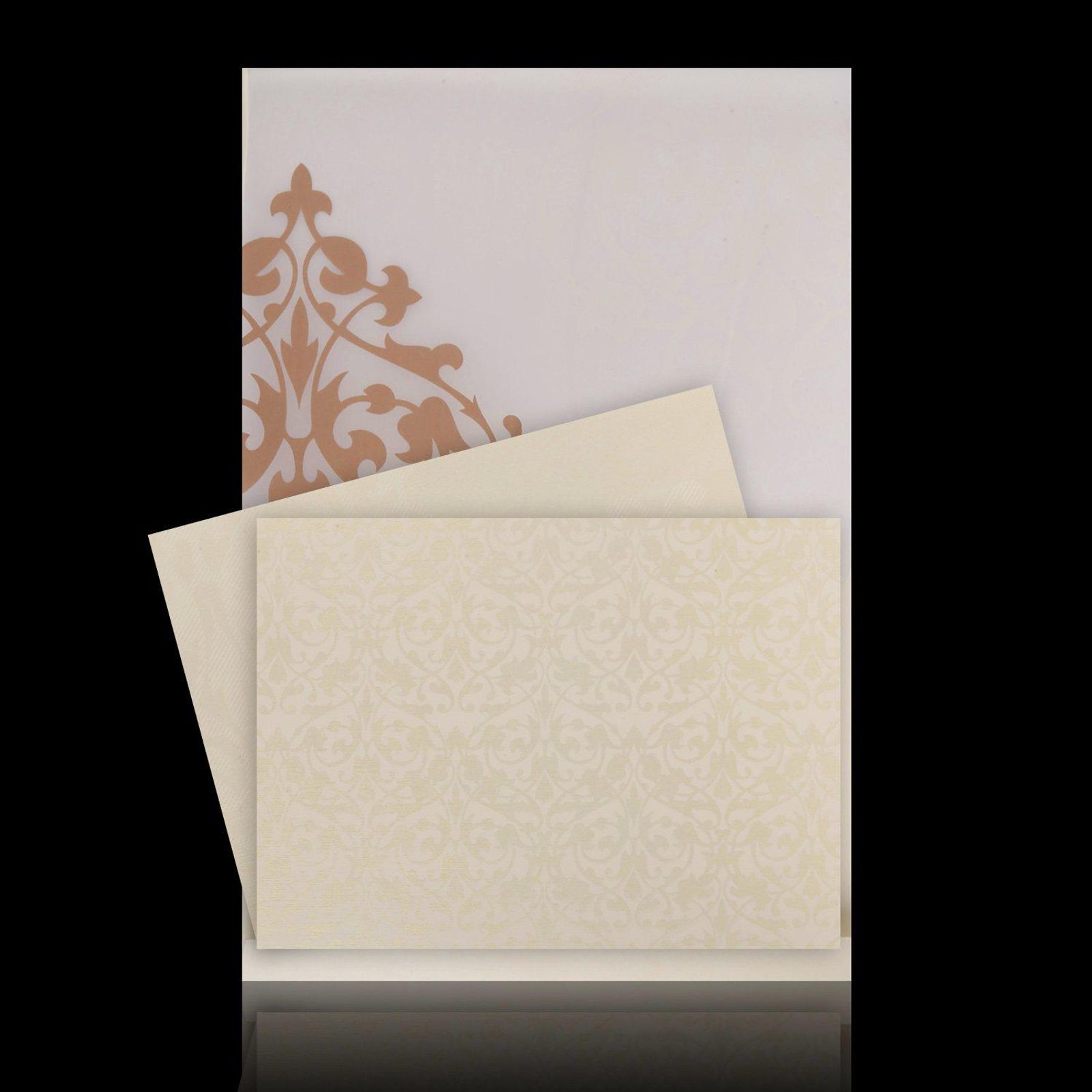 Alluring Gold Foiling Blossom Theme With Violet Shading Wedding Card - KNKZ2360-5 KNKZ2360