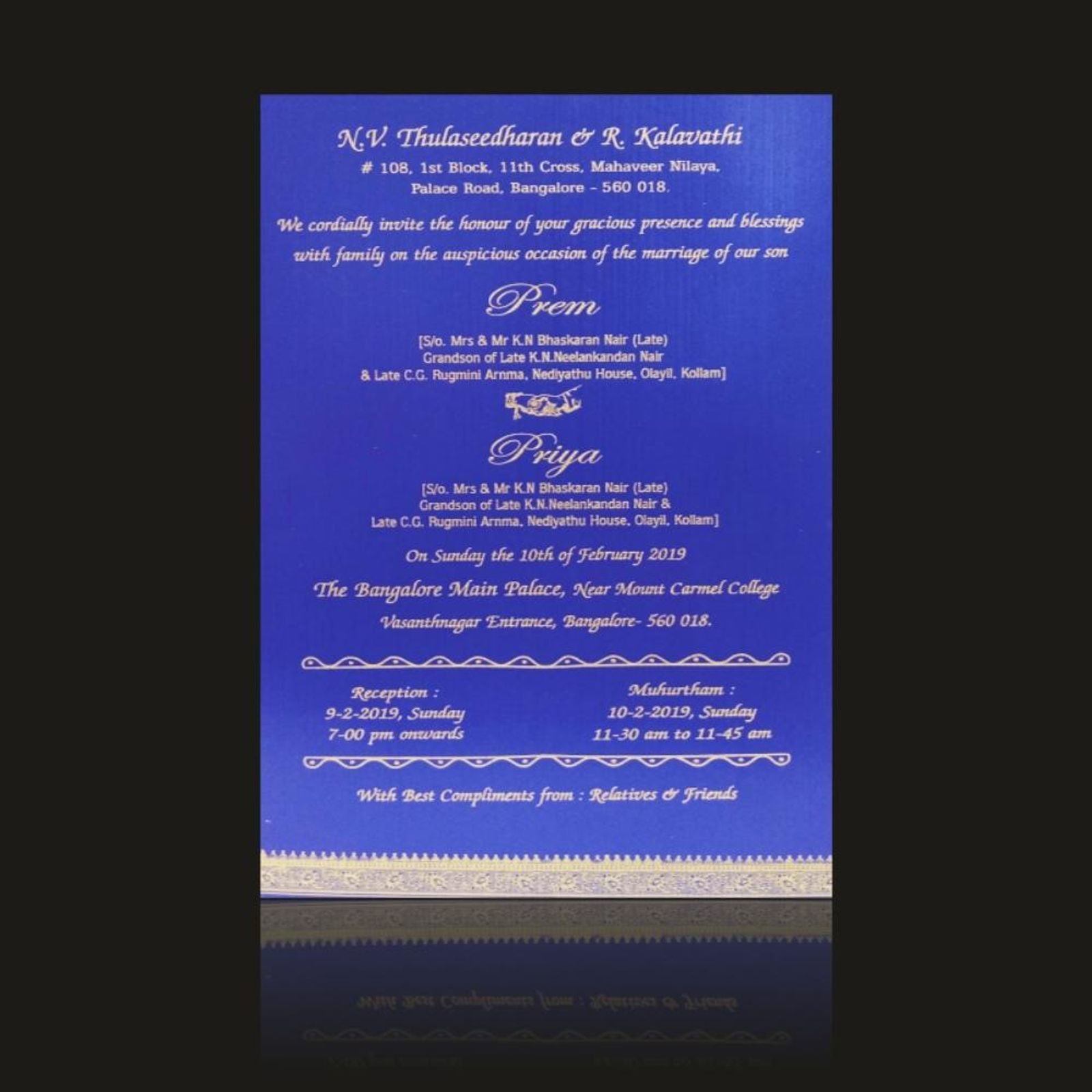 Classic Cream Shading With Gold Cover Wedding Card-KNS012GB-3