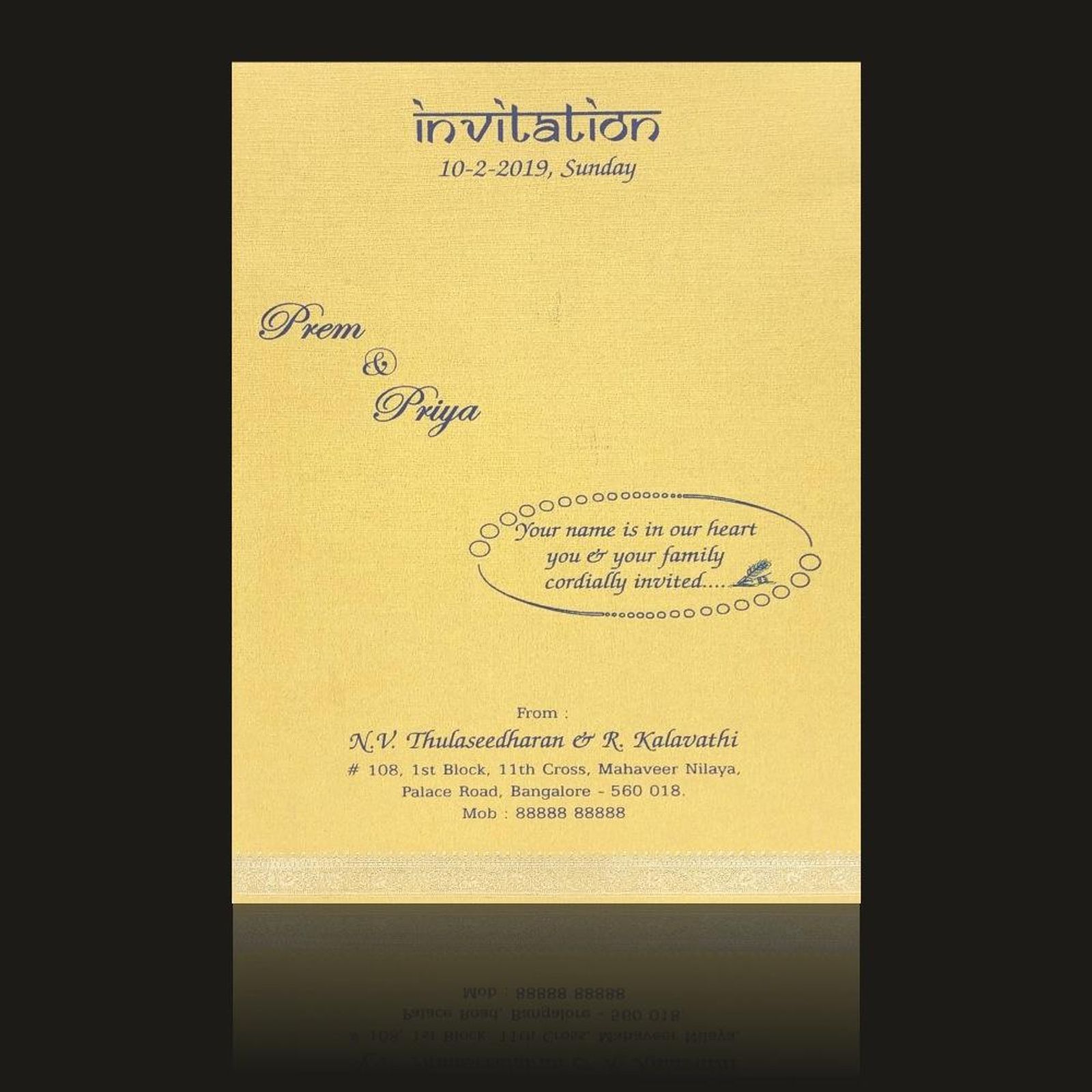Classic Cream Shading With Gold Cover Wedding Card-KNS012GB-4