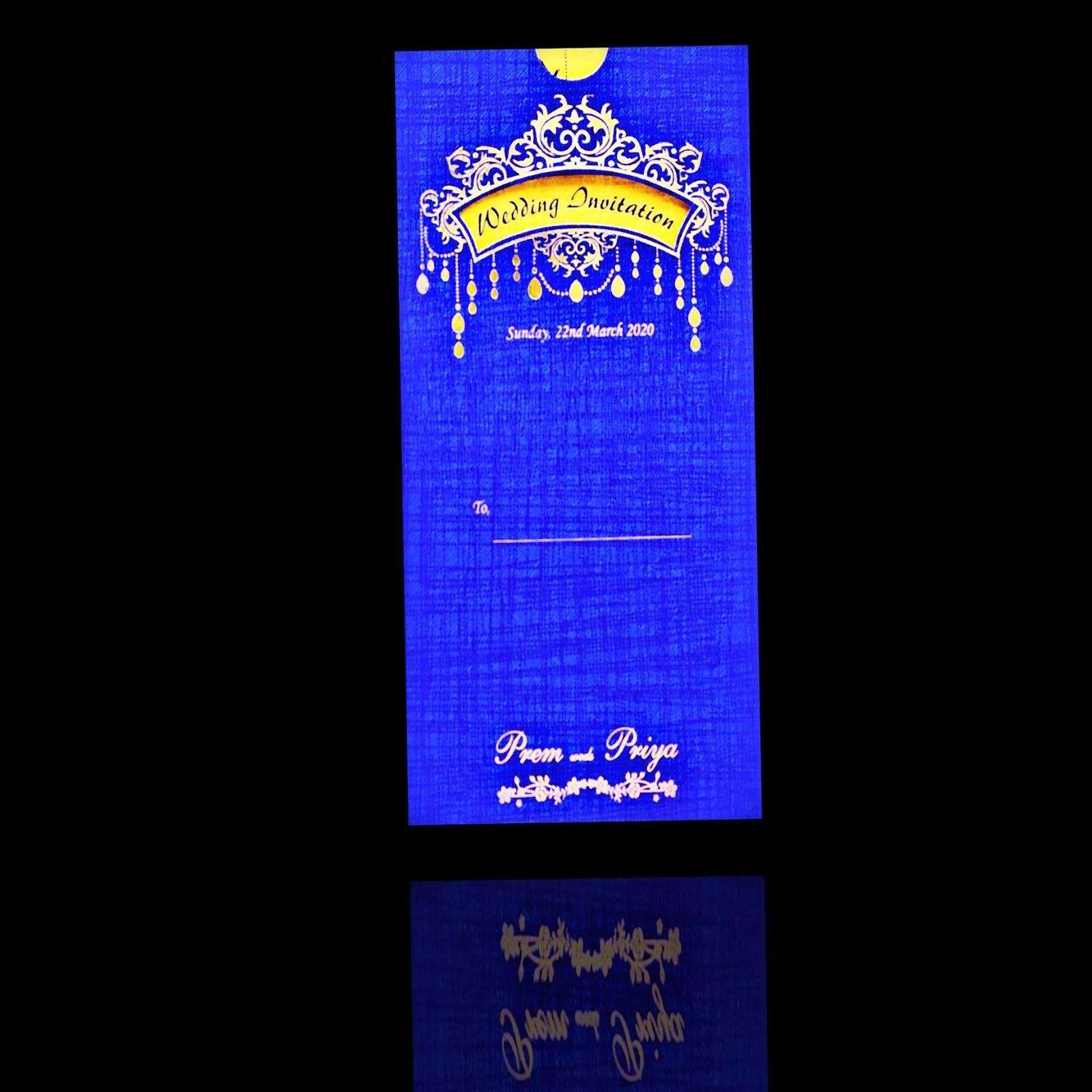 Beautiful Blue Shading With Single Sheet Invitation Card-KNS025BG-2
