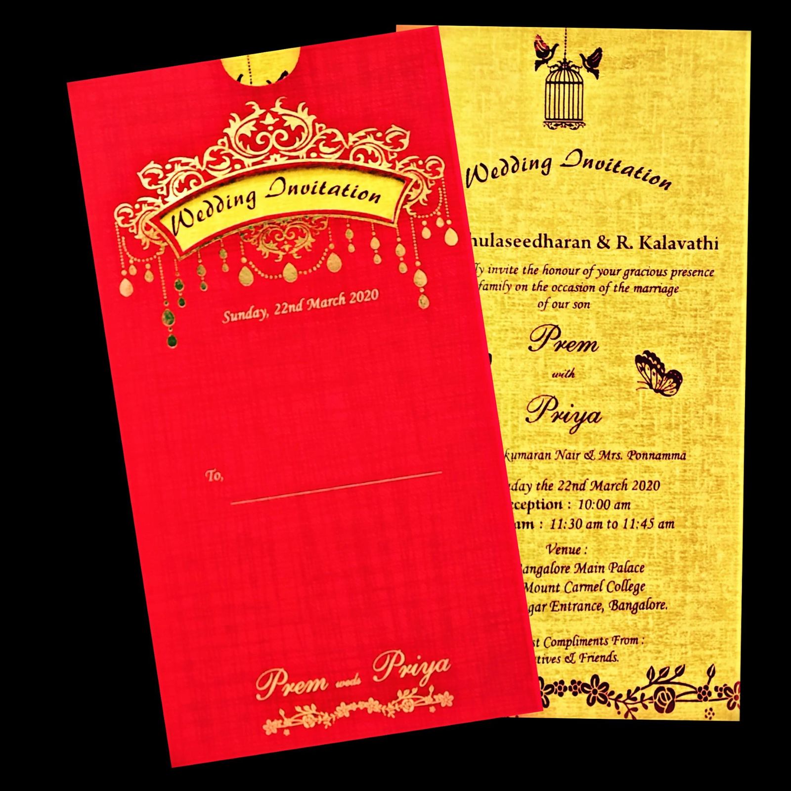 Beautiful Blue Shading With Single Sheet Invitation Card-KNS025RG-0